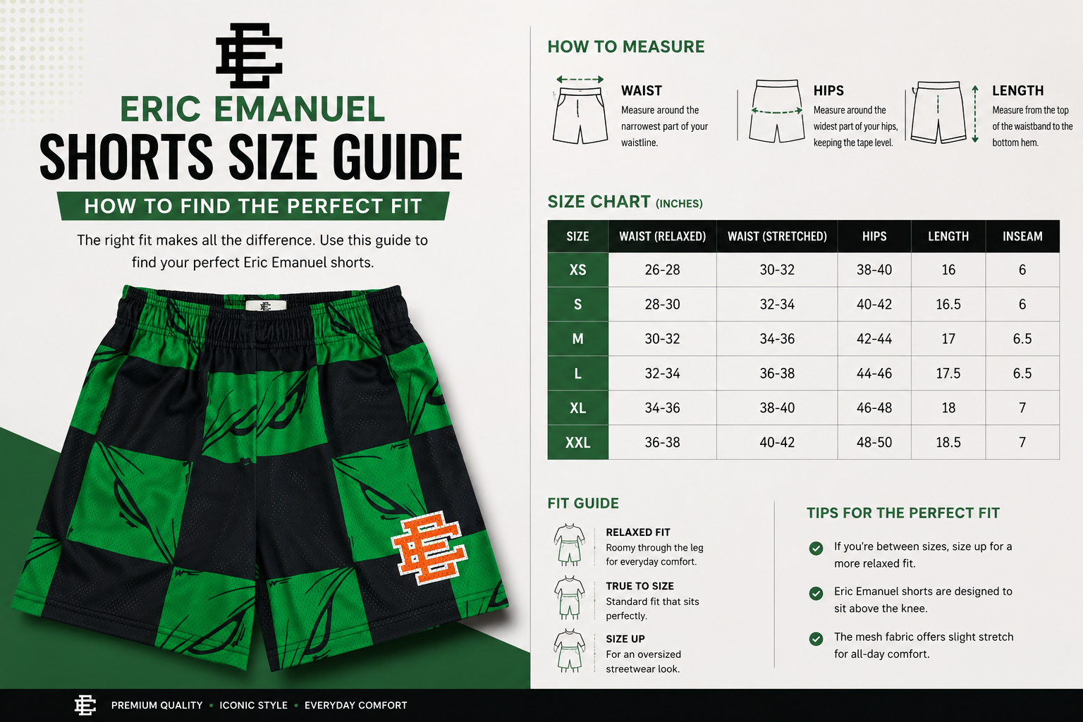 Eric Emanuel Shorts Size Guide: How to Find the Perfect Fit